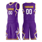 Custom Purple Basketball Uniform Print Name Number Athletic V Neck Mesh Jersey Design Your Own